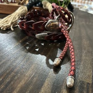 Brighton 1996 VINTAGE Leather Loop Braid Tassels Western Belt